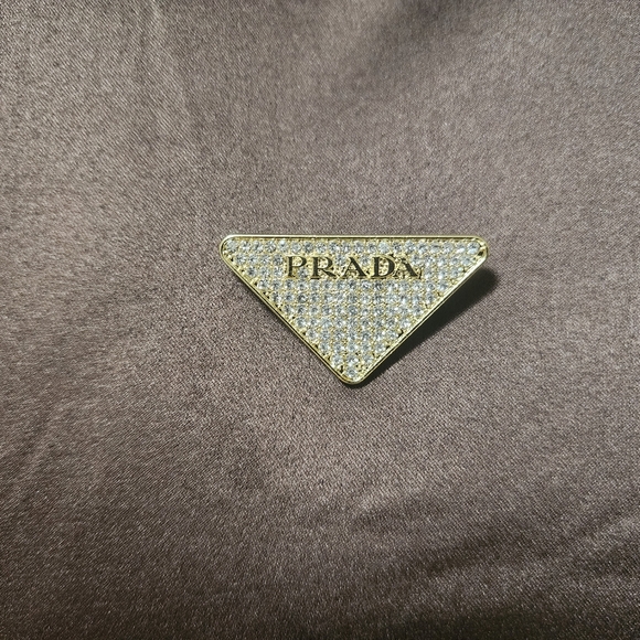 Prada Triangular Gold Rhinstone Brooch - Picture 4 of 4